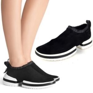 Stuart Weitzman SW-612 Suede Slip-On Sneakers Black Size 5.5